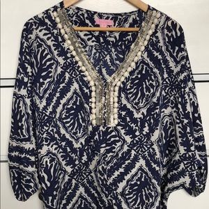 Lilly Pulitzer Wilda Caftan Navy Size Medium